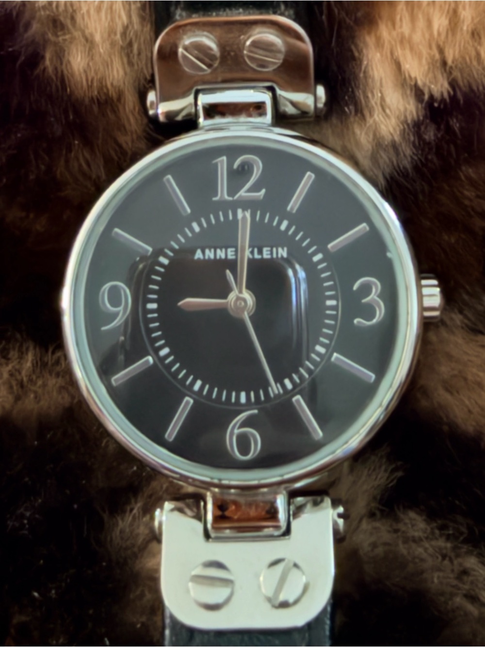 Anne Klein Silver Lion-Back Stainless Watch